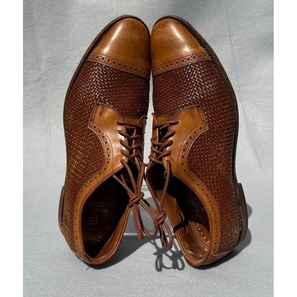 Allen Edmonds Shreveport Shoes Mens 12 D Tan Good Woven Leather Cap Toe Oxford